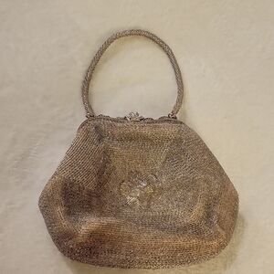 Woven Metallic Evening Bag in Silver